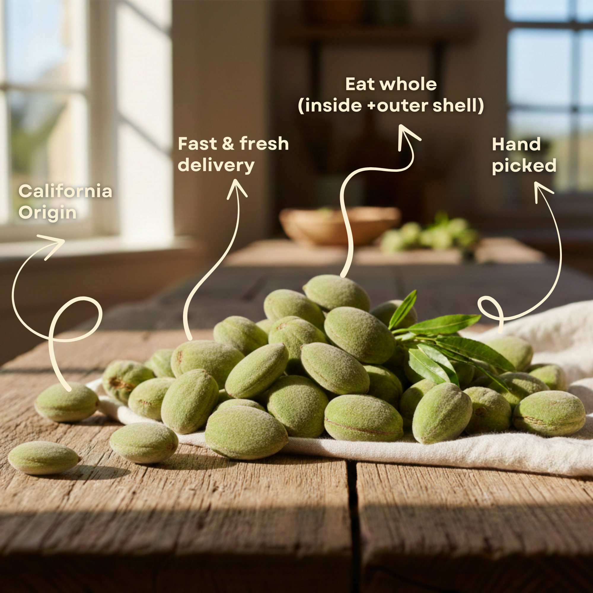 Fresh Green Raw Almond – Whole Edible Unripe Almonds (Çağla Badem)