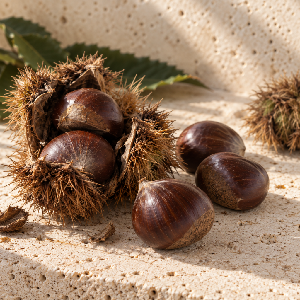 Fresh Chilean Raw Chestnuts in Shell