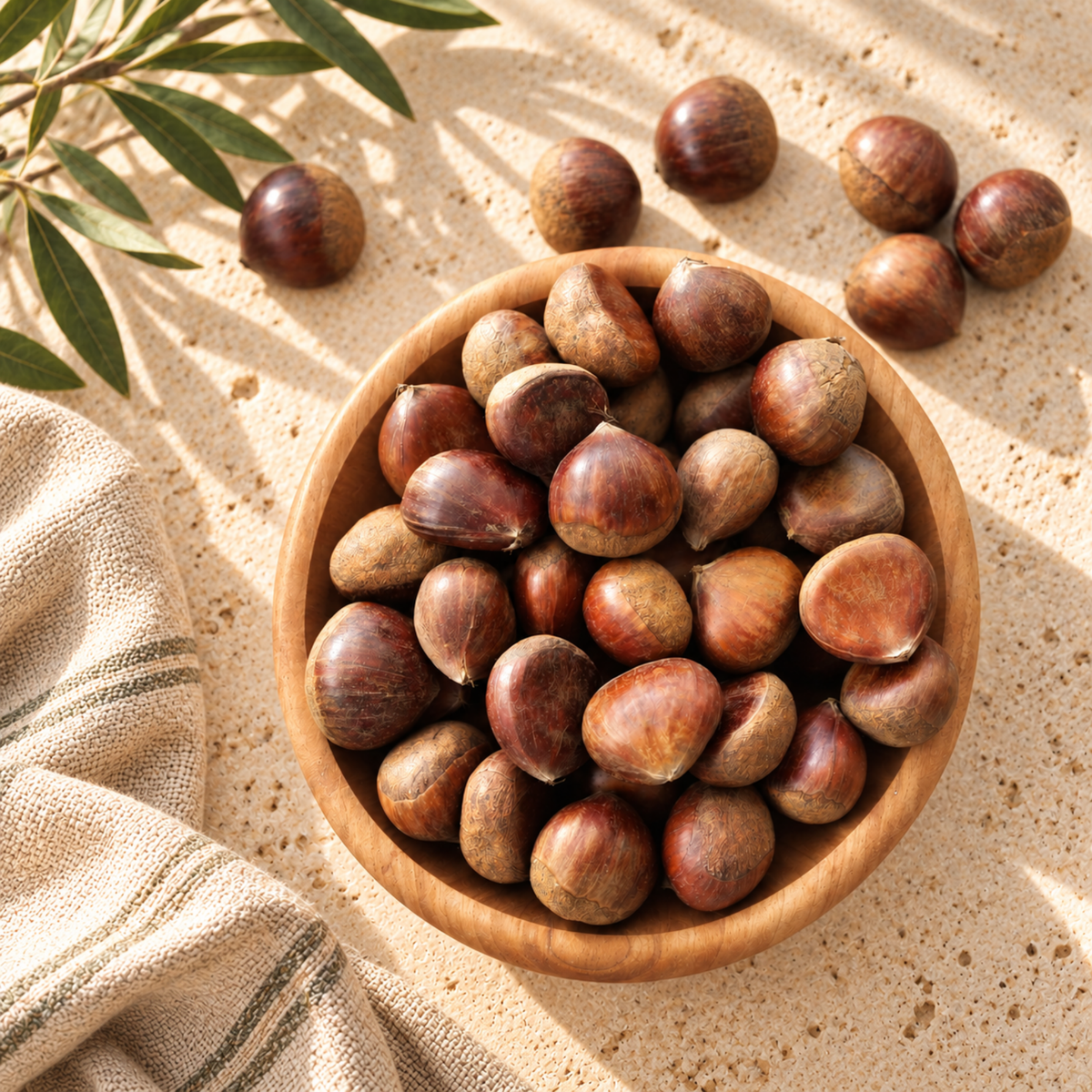 Fresh Chilean Raw Chestnuts in Shell