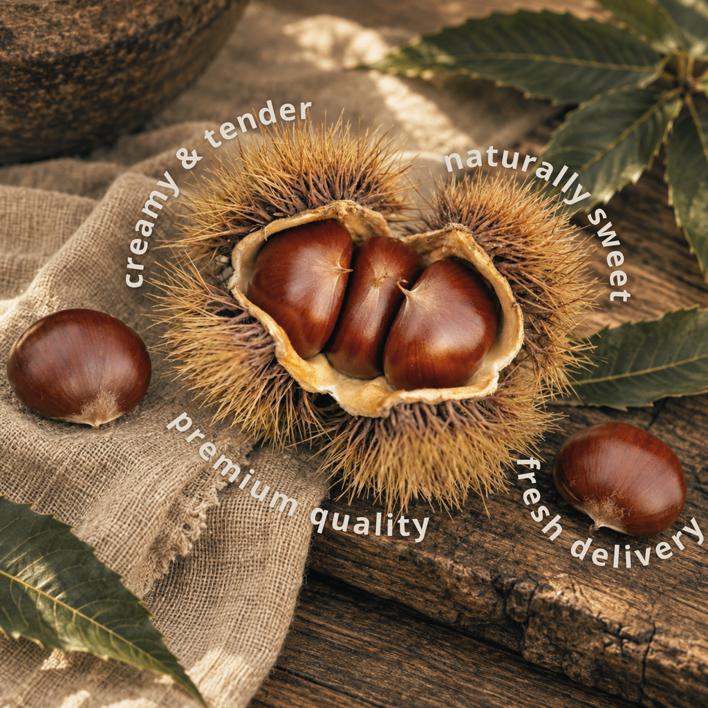 Fresh Chilean Raw Chestnuts in Shell