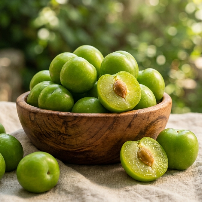Fresh Green Sour Plum, Unripe Plums - Greengages, Yeşil Erik, Goje Sabz, Can Erik, Janerik