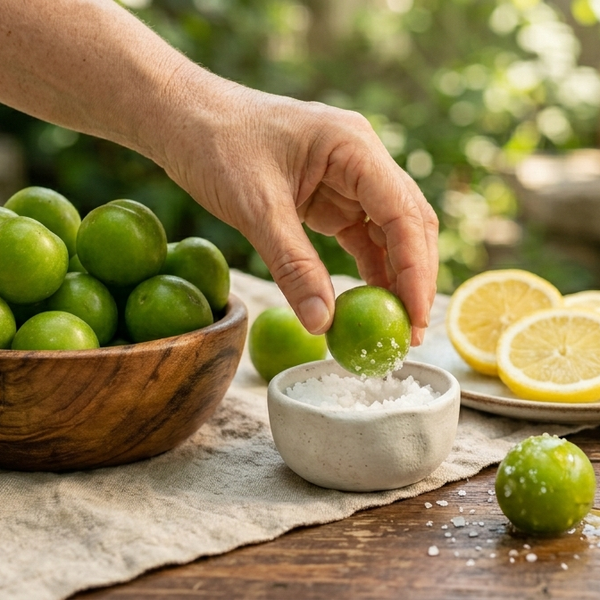 Fresh Green Sour Plum, Unripe Plums - Greengages, Yeşil Erik, Goje Sabz, Can Erik, Janerik